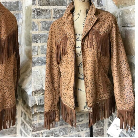 SCULLY  Ladies Limited Edition Scully    Genuine Leather Leopard Fringed Jacket - Picture 6 of 6